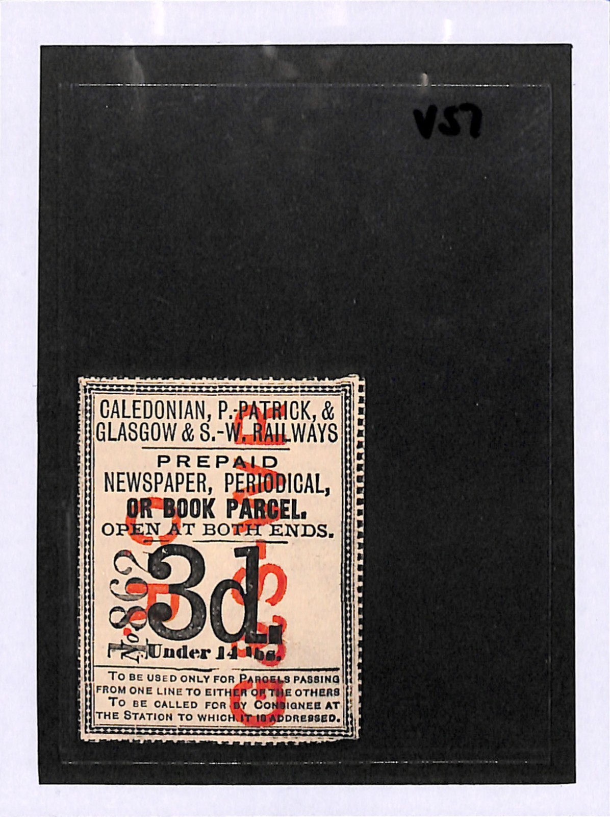 GB Scotland CALEDONIAN GSWR RAILWAY Newspaper Book Parcel Stamp 3d Mint MM VS7 - Image 4