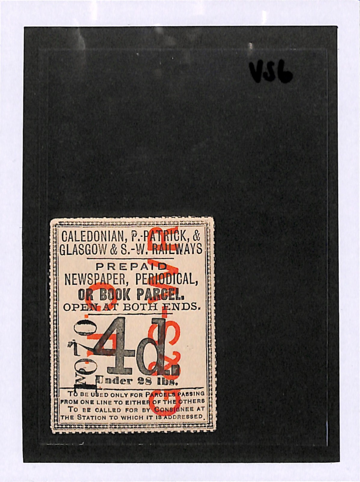 GB Scotland CALEDONIAN GSWR RAILWAY Newspaper Book Parcel Stamp 4d Mint MM VS6 - Image 4