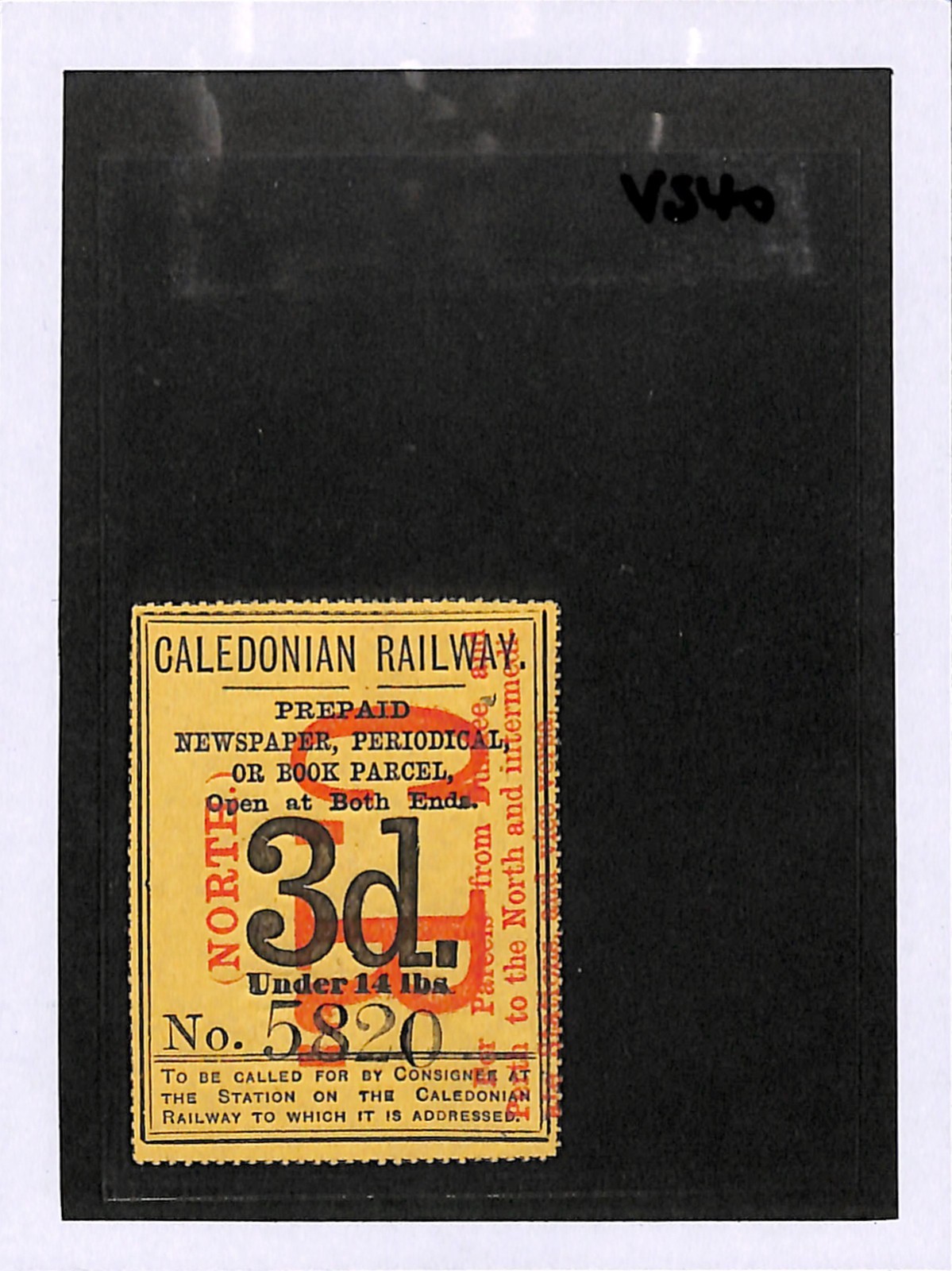 GB Scotland CALEDONIAN RAILWAY (N) Mint 3d ERROR *CR* INVERTED Parcel Stamp VS40 - Image 4