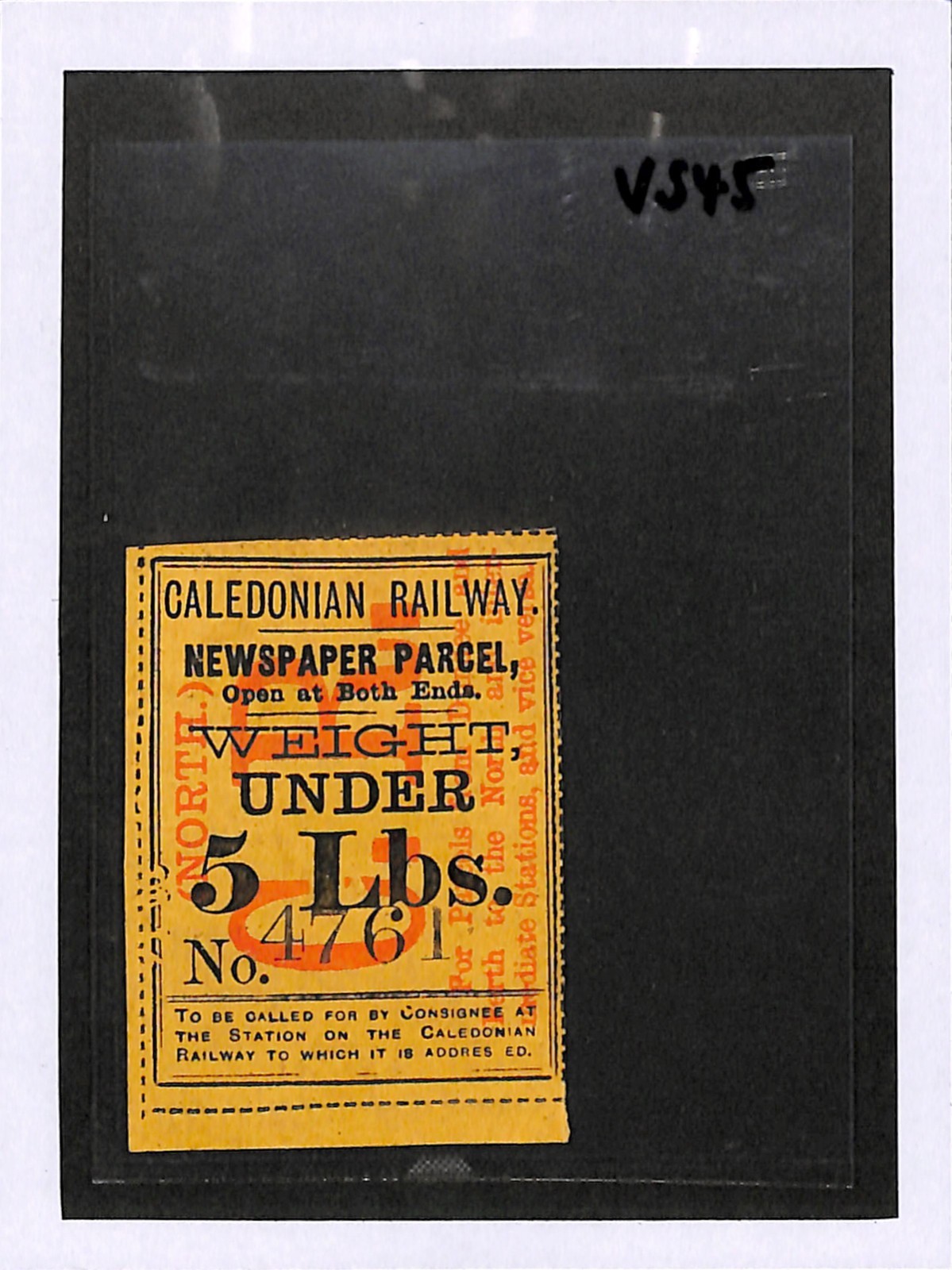GB Scotland CALEDONIAN RAILWAY (NORTH) Newspaper Parcel Stamp 5lbs Mint VS45 - Image 4