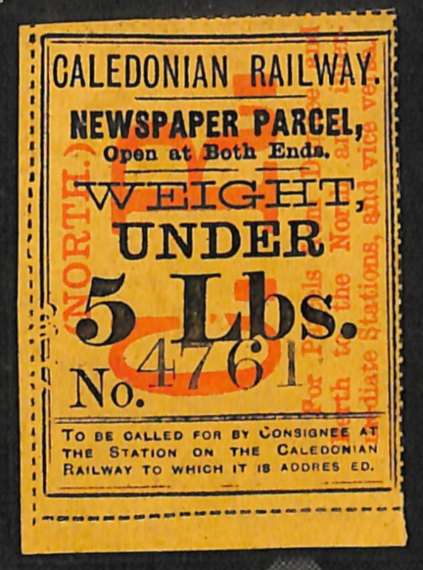 GB Scotland CALEDONIAN RAILWAY (NORTH) Newspaper Parcel Stamp 5lbs Mint VS45