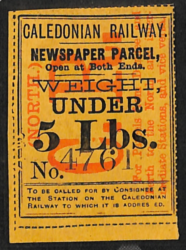 GB Scotland CALEDONIAN RAILWAY (NORTH) Newspaper Parcel Stamp 5lbs Mint VS45