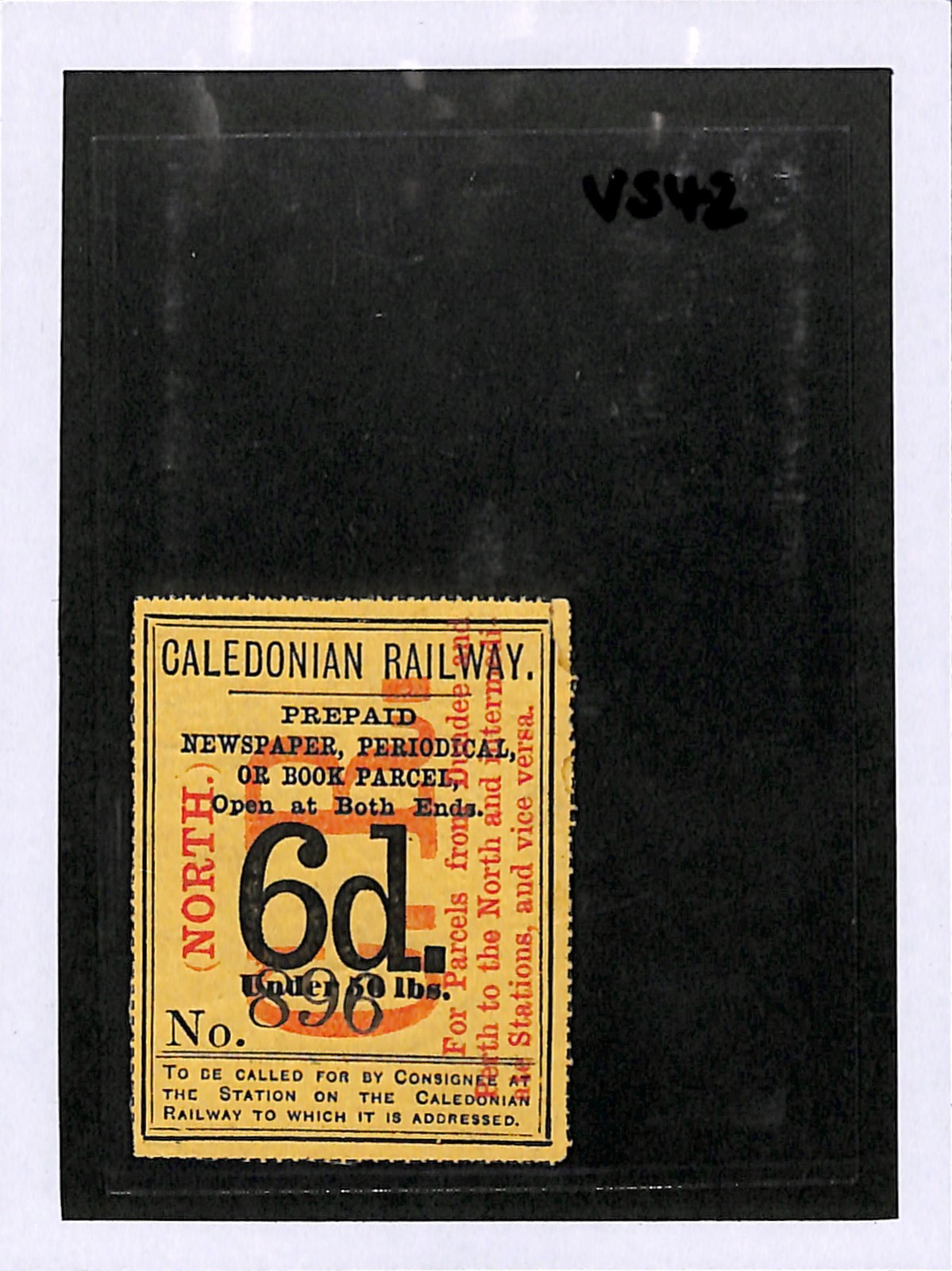GB Scotland CALEDONIAN RAILWAY (NORTH) Newspaper Parcel Stamp 6d Mint Rare VS42 - Image 4