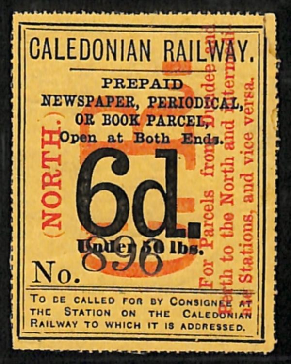 GB Scotland CALEDONIAN RAILWAY (NORTH) Newspaper Parcel Stamp 6d Mint Rare VS42