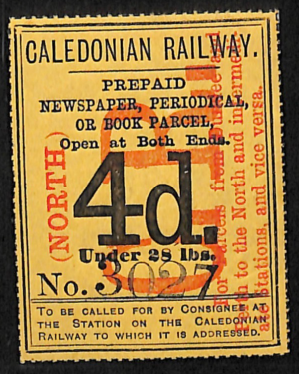 GB Scotland CALEDONIAN RAILWAY (NORTH) Newspaper/Book Parcel Stamp 4d Mint VS41