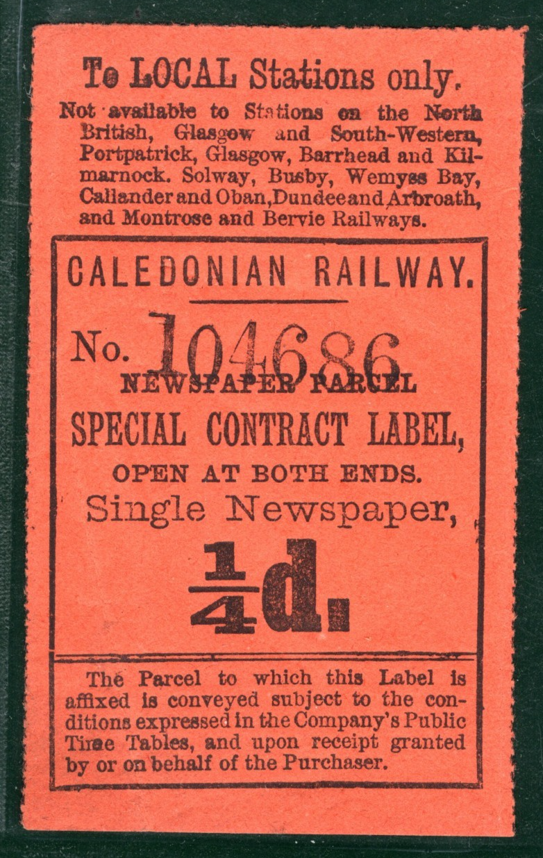 GB Scotland CALEDONIAN RAILWAY Newspaper Stamp ¼d *SPECIAL CONTRACT* Mint VS29