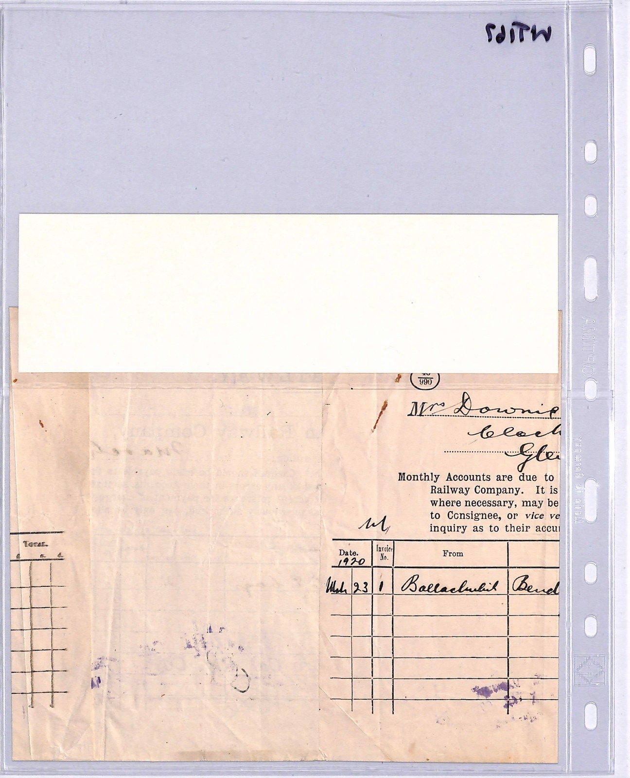 GB Scotland CALEDONIAN RAILWAY Waybill BALLACHULISH (GLENCOE) STATION 1920 WT167 - Image 13