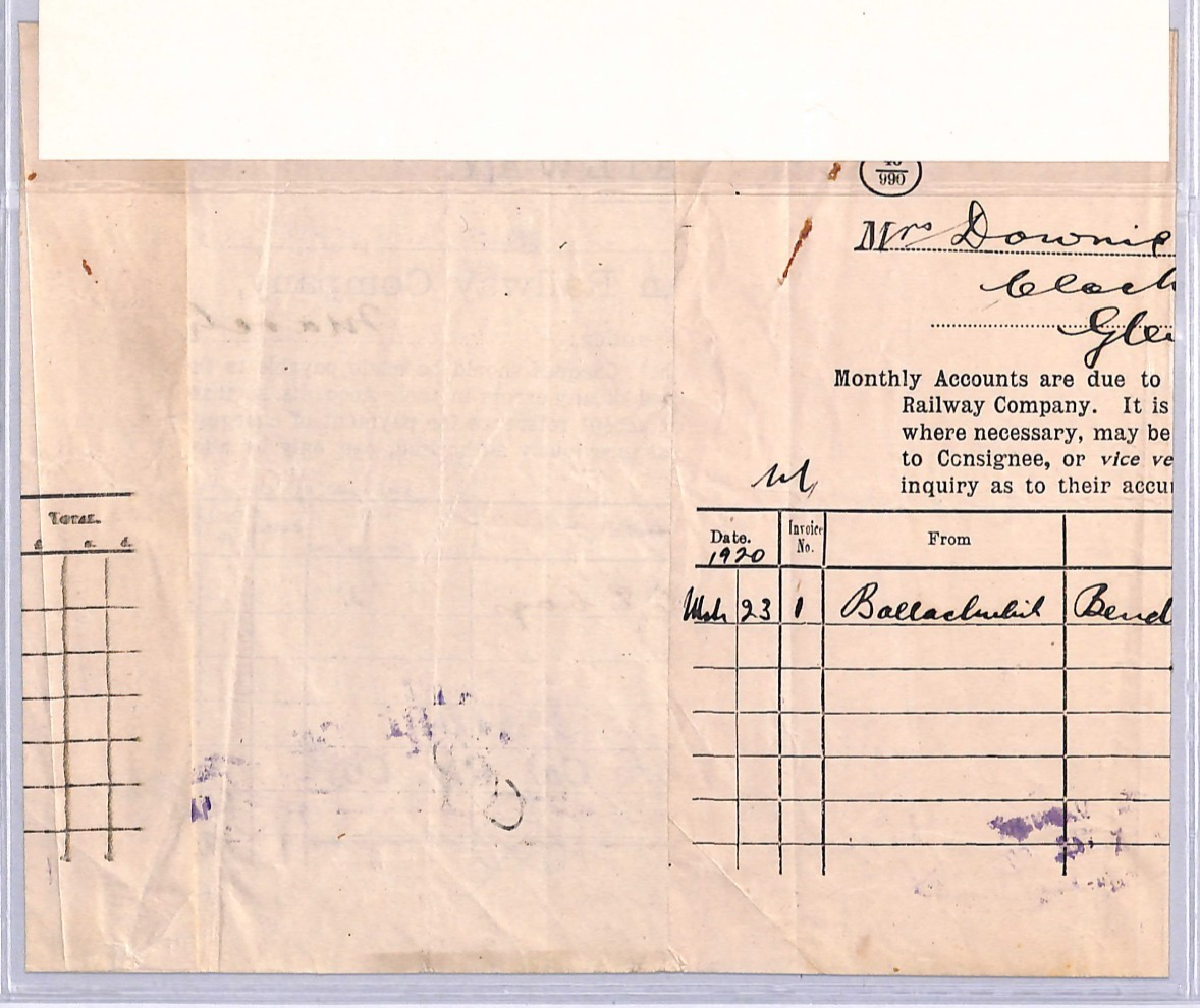 GB Scotland CALEDONIAN RAILWAY Waybill BALLACHULISH (GLENCOE) STATION 1920 WT167 - Image 3