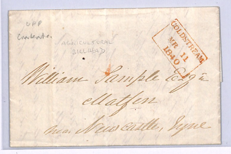 GB Scotland *COLDSTREAM* Cover UPP Mar 1840 Letter FARMING Fancy Billhead XK270 - Image 3