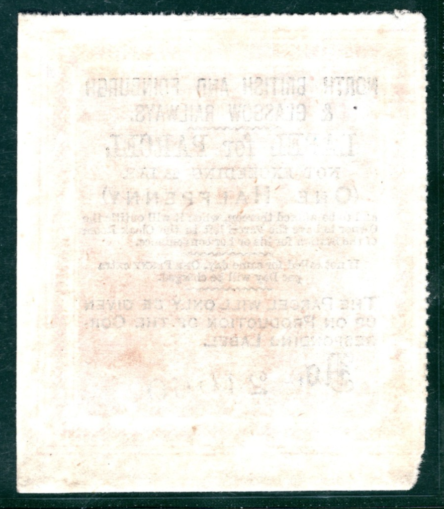 GB Scotland NBR EDINBURGH GLASGOW RAILWAY Newspaper Stamp ½d/28lbs Mint MNG VS77 - Image 3