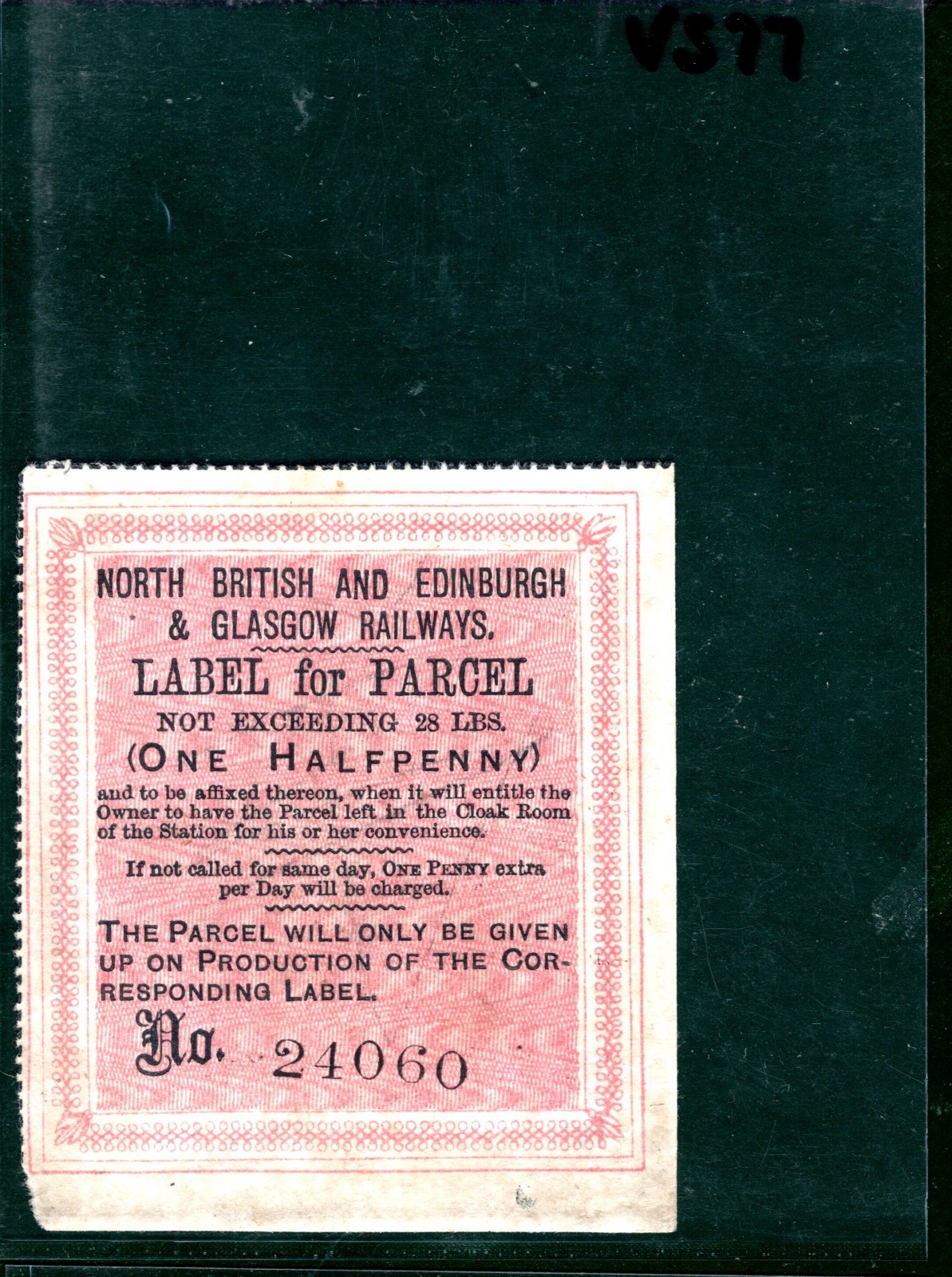 GB Scotland NBR EDINBURGH GLASGOW RAILWAY Newspaper Stamp ½d/28lbs Mint MNG VS77 - Image 4