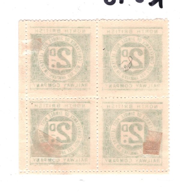 GB Scotland NORTH BRITISH RAILWAY Letter Stamp 2d *BRIGHT EMERALD* Block{4} RS46 - Image 3