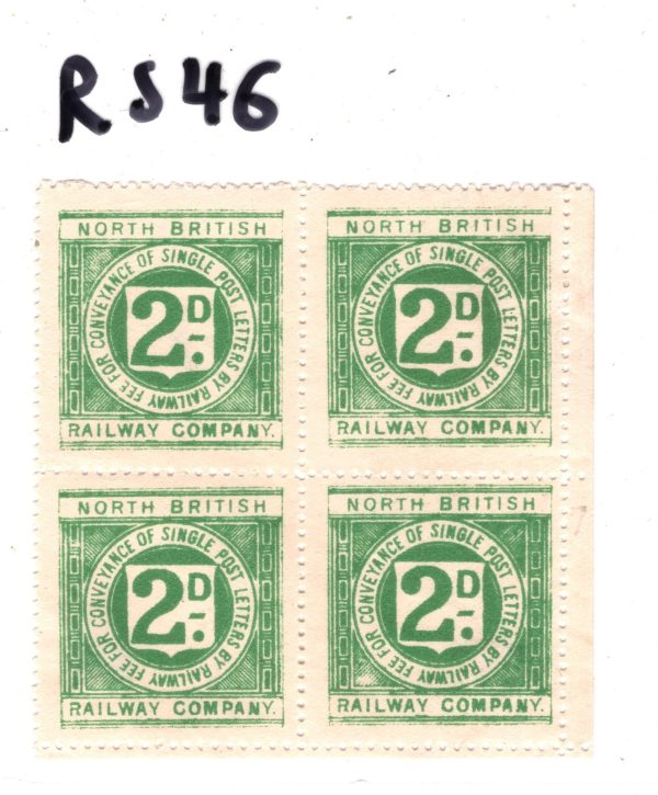 GB Scotland NORTH BRITISH RAILWAY Letter Stamp 2d *BRIGHT EMERALD* Block{4} RS46 - Image 4