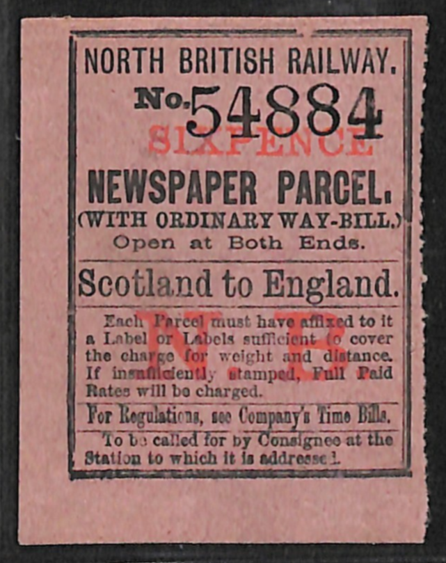 GB Scotland NORTH BRITISH RAILWAY Newspaper Parcel Stamp 6d NBR Mint MNG VS82