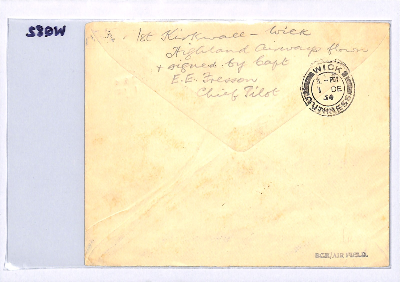 GB Scots Islands HIGHLAND AIRWAYS Air Mail Kirkwall Wick PILOT SIGNED 1934 WQ82 - Image 5