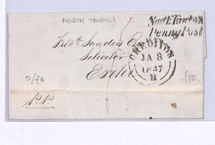 GB Somerset Cover NORTH TAWTON PENNY POST Exeter Crediton 1847{samwells}XK259 - Image 3