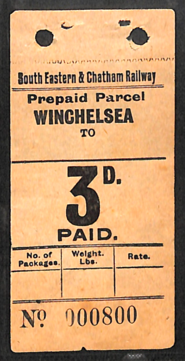 GB Sussex SECR RAILWAY KGV Parcel Stamp 3d WINCHELSEA Station RARE *MINT* VS181