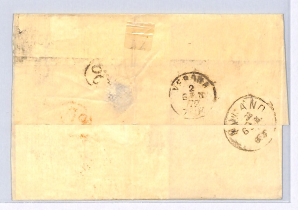 GB TWO PENCE BLUE 2d Plate 13 Cover London Private*FRANCO* Label 1871 Milan XG54 - Image 4