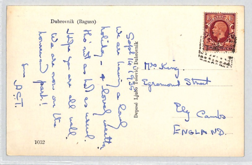 GB USED ABROAD *CROATIA* Dubrovnik Postcard 1935 PAQUEBOT Ship Cancel KGV YB311 - Image 3