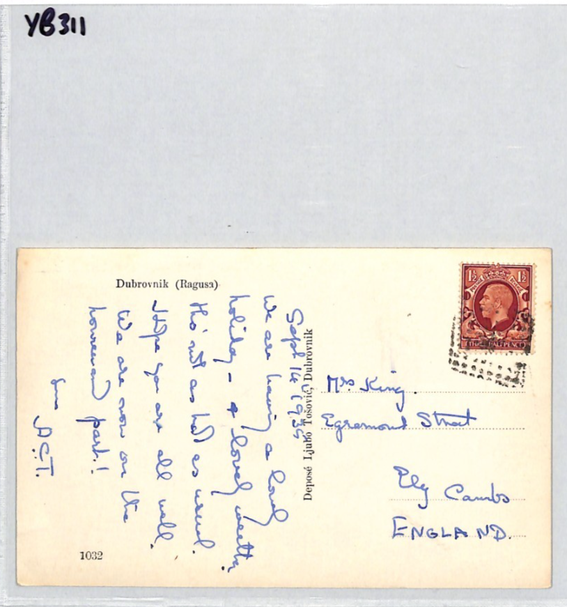 GB USED ABROAD *CROATIA* Dubrovnik Postcard 1935 PAQUEBOT Ship Cancel KGV YB311 - Image 9