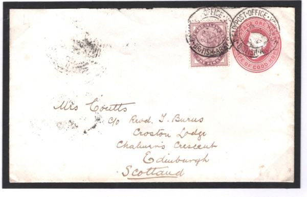 GB USED ABROAD Cover COGH MIXED FRANKING Cape Stationery BOER WAR Edinr 1900 i97 - Image 3