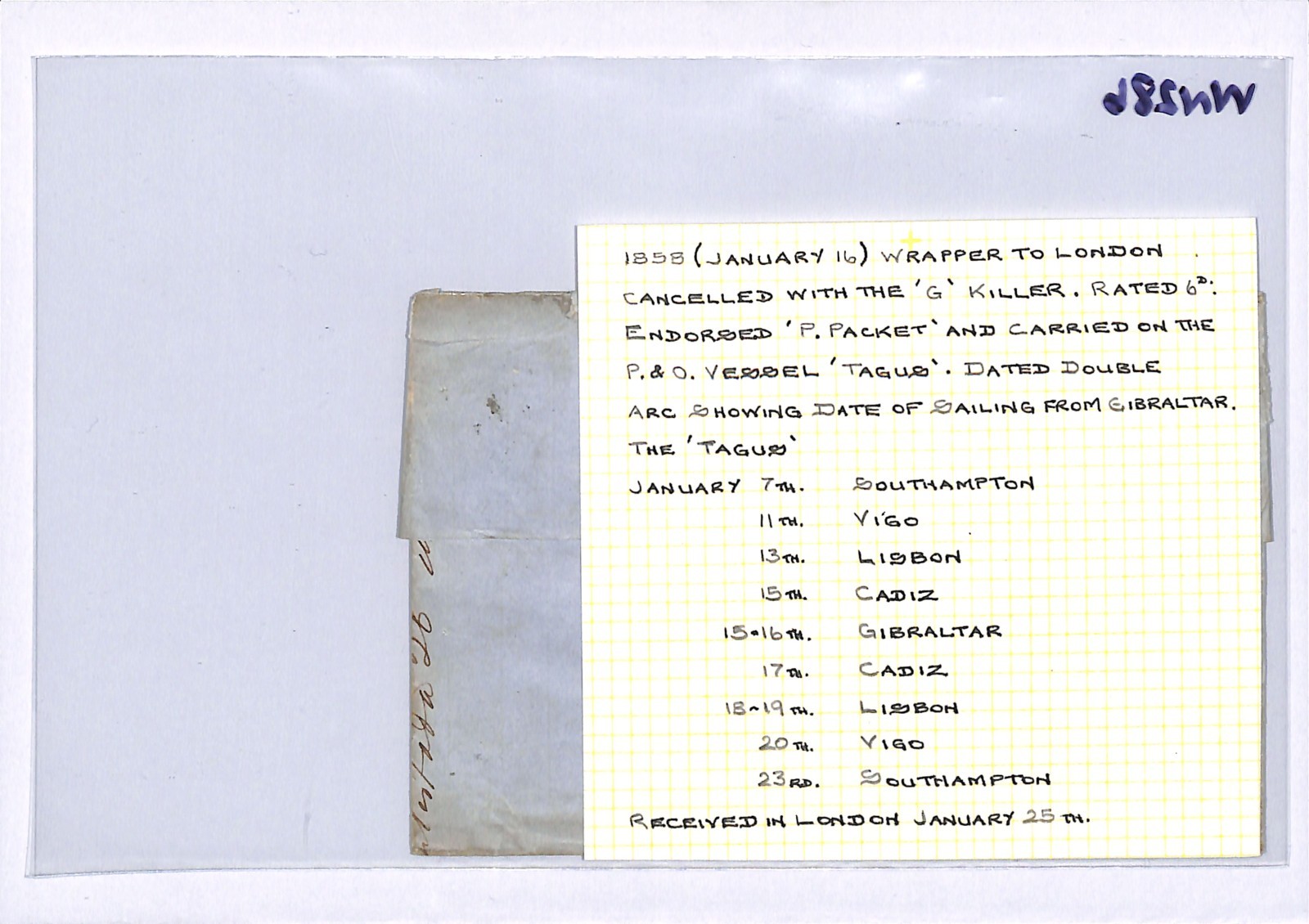 GB USED ABROAD Cover GIBRALTAR *G* Cancel 1858 6d *TAGUS* P&O STEAMER Ship WN286 - Image 11