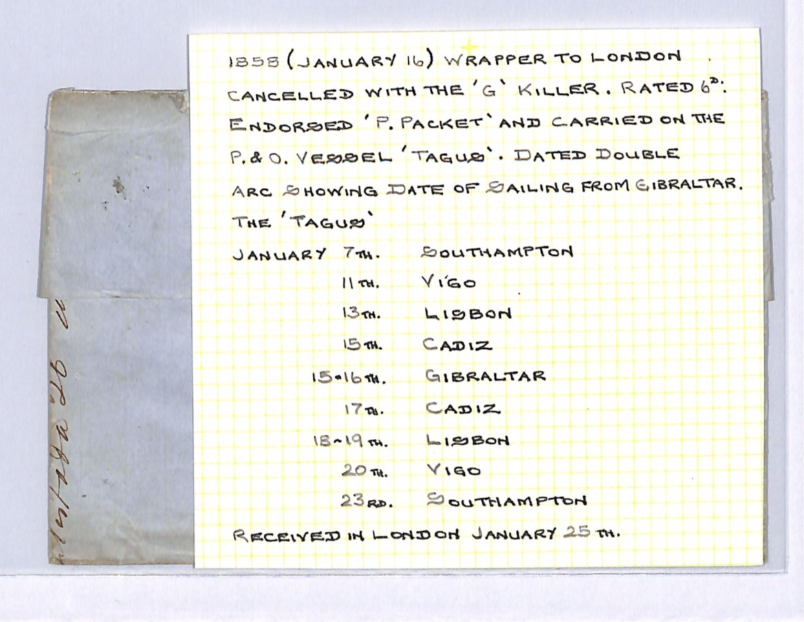 GB USED ABROAD Cover GIBRALTAR *G* Cancel 1858 6d *TAGUS* P&O STEAMER Ship WN286 - Image 6