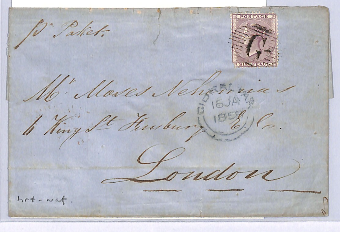 GB USED ABROAD Cover GIBRALTAR *G* Cancel 1858 6d *TAGUS* P&O STEAMER Ship WN286 - Image 8