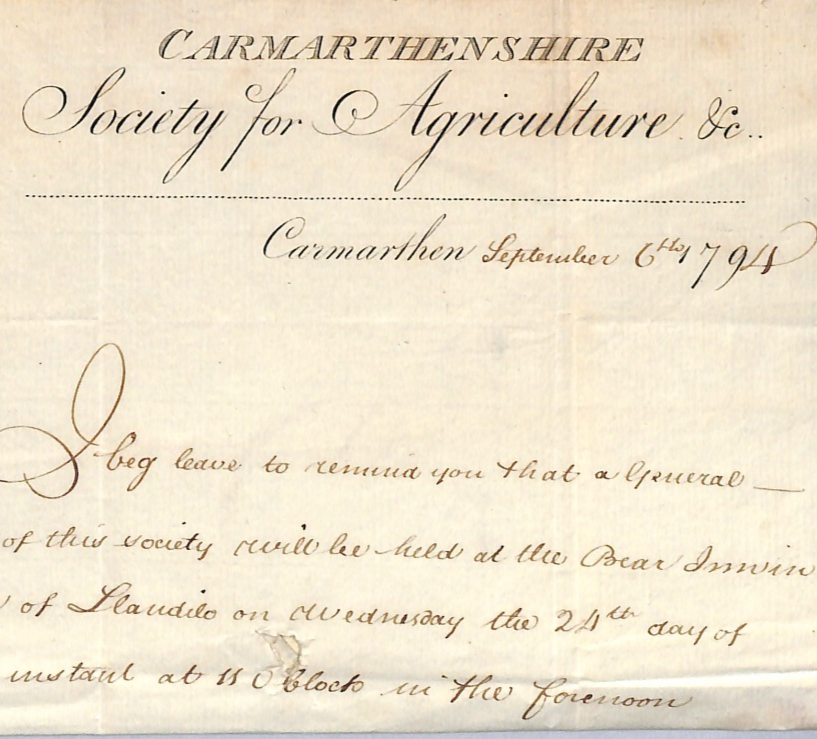 GB WALES Cover 1794 *CARMARTHEN SOCIETY FOR AGRICULTURE* Illustrated Letter WY82 - Image 9