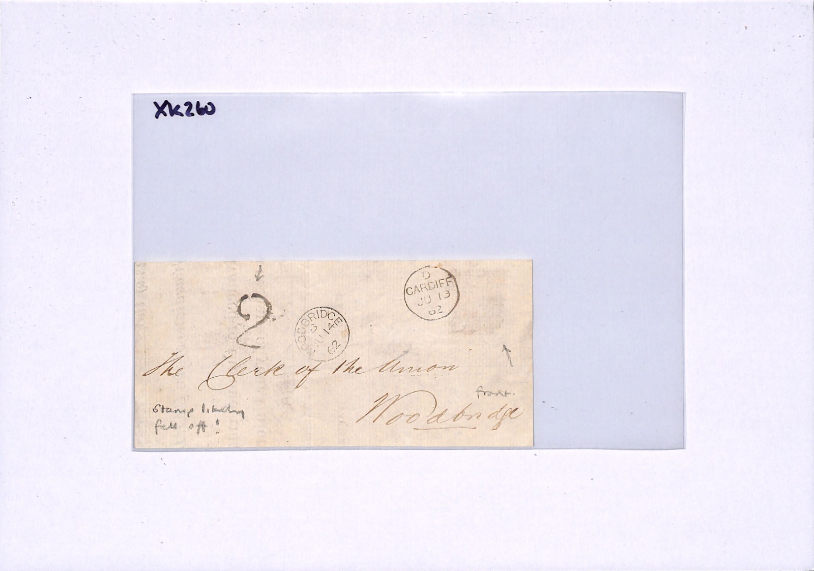 GB WALES Cover CARDIFF *2* CHARGE MARK 1862 Woodbridge POSTAGE STAMP LOST XK260 - Image 10