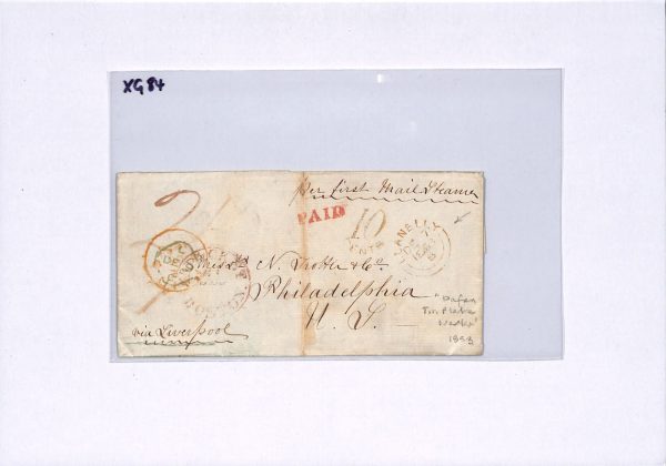 GB WALES TRANSATLANTIC Cover Llanelly DAFEN TINPLATE WORKS 1853 Letter USA XG84 - Image 5