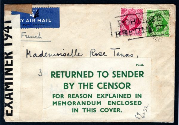 GB WW2 CENSOR RETOUR Chepstow Wales Cover KGVI 8d 7d *POSTAGE REFUNDED* MC113a - Image 3