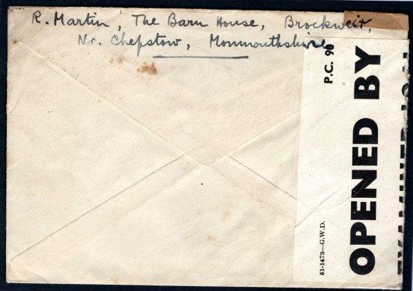GB WW2 CENSOR RETOUR Chepstow Wales Cover KGVI 8d 7d *POSTAGE REFUNDED* MC113a - Image 4