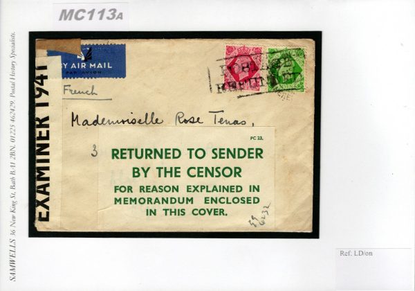 GB WW2 CENSOR RETOUR Chepstow Wales Cover KGVI 8d 7d *POSTAGE REFUNDED* MC113a - Image 5