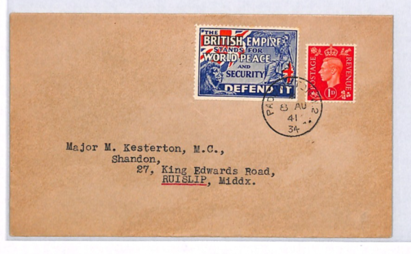 GB WW2 Cover BRITISH EMPIRE *WORLD PEACE* Label 1941 Paddington PATRIOTIC YK343 - Image 3