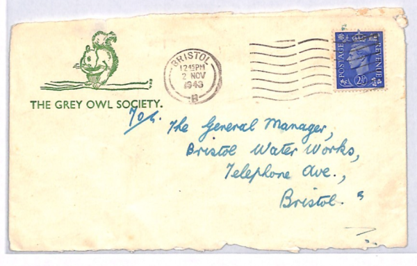 GB WW2 Cover *GREY OWL SOCIETY* Bristol 1943 Local NATIVE AMERICAN INDIAN YK348