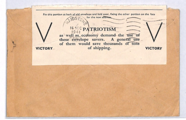 GB WW2 Cover V FOR VICTORY PATRIOTISM ECONOMY LABEL Maidstone Kent 1941 YK344 - Image 3