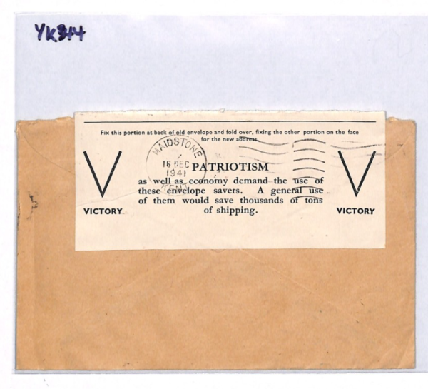 GB WW2 Cover V FOR VICTORY PATRIOTISM ECONOMY LABEL Maidstone Kent 1941 YK344 - Image 5