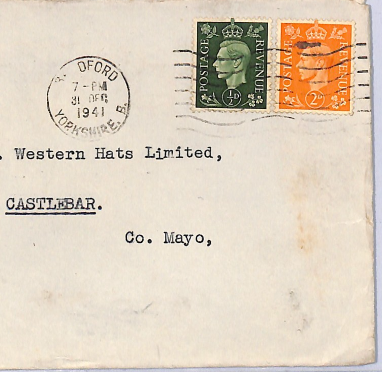 GB WW2 IRISH MAIL Cover *UNION JACK* Label DOUBLE CENSOR 1941 Mayo Ireland WN44 - Image 5