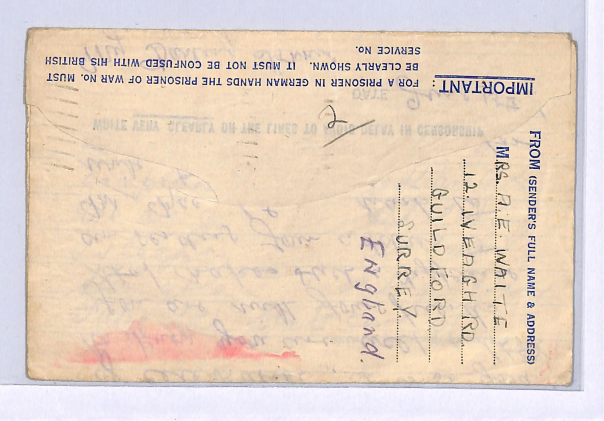 GB WW2 POW MAIL Cover *STALAG LUFT III* Guildford 1942 (GREAT ESCAPE CAMP) XO3 - Image 4
