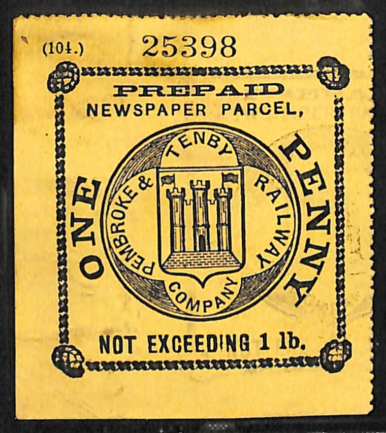 GB Wales PEMBROKE & TENBY RAILWAY Newspaper Parcel Stamp 1d P&TR *Used* VS137