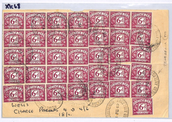 GB Wales QEII 6d POSTAGE DUE Large Multiple *TELEGRAM* FORM Holyhead Ovals XK68 - Image 7