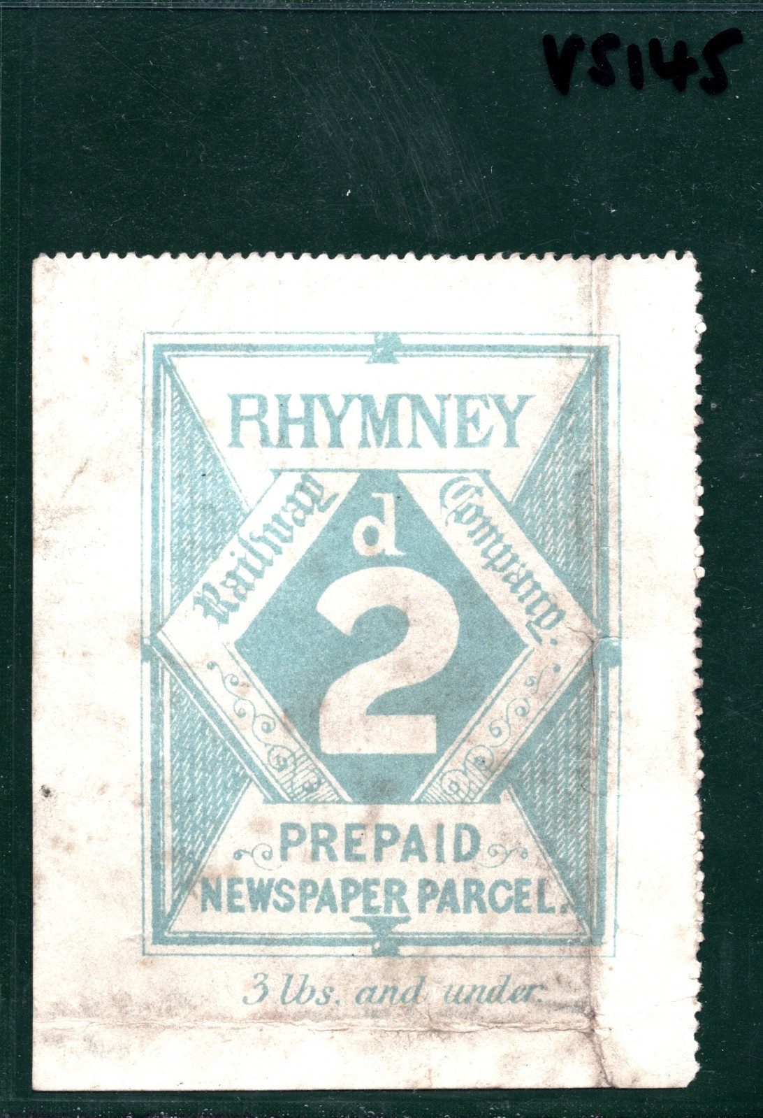 GB Wales RHYMNEY RAILWAY Newspaper Stamp 2d Green RARE *LARGE FORMAT* Used VS145 - Image 4