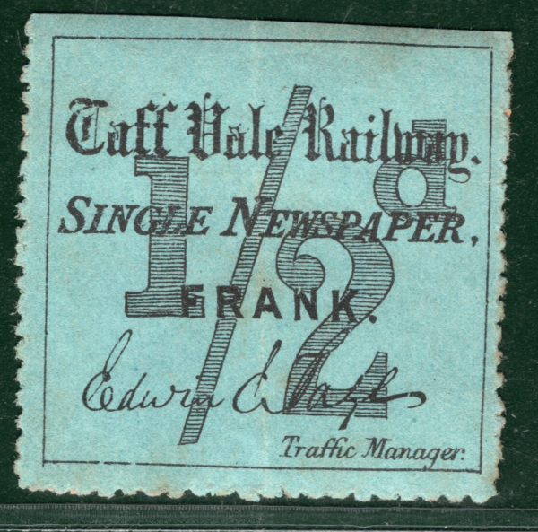 GB Wales TAFF VALE RAILWAY Newspaper Frank Stamp ½d BLUE *Page* Mint SILVER72 - Image 6