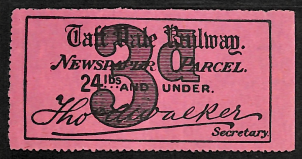 GB Wales TAFF VALE RAILWAY Newspaper Parcel Stamp 3d ROSE *Walker* Mint MM VS125