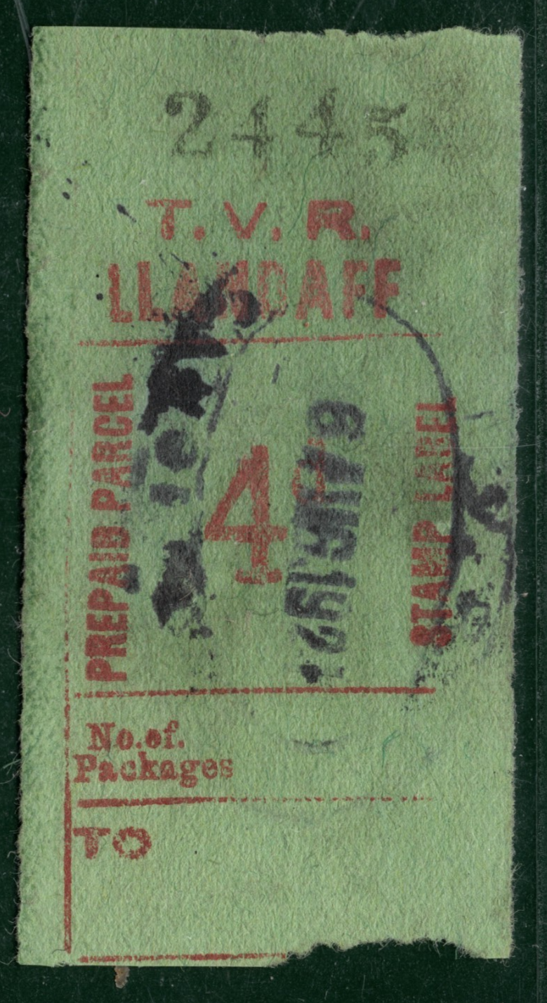 GB Wales TAFF VALE RAILWAY Parcel Stamp 4d *LLANDAFF* STATION Used 1921 YOW122