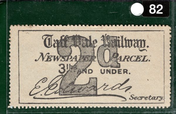 GB Wales TAFF VALE RAILWAY Parcel Stamp TVR 2d *ERROR OF COLOUR* MNG SILVER82 - Image 4