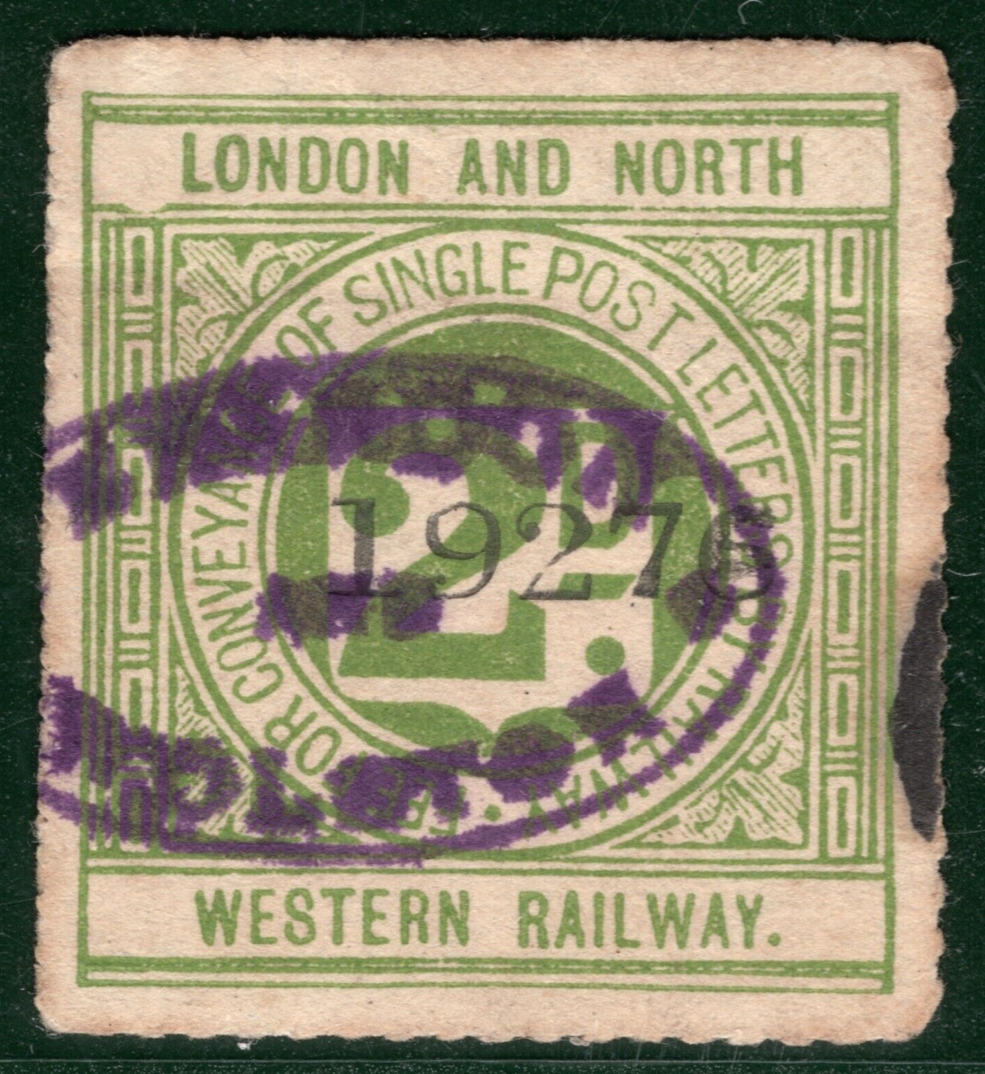 GB Warwicks L&NWR RAILWAY Letter Stamp 2d Rare *BRANDON & WOLSTON* STATION BRW76