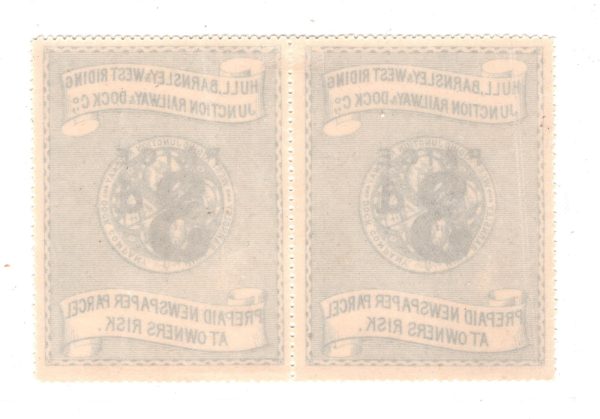 GB Yorks HULL BARNSLEY & WR JCT RAILWAY & DOCK Newspaper Stamp 3d Pair Mint RS54 - Image 3