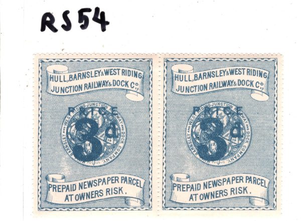 GB Yorks HULL BARNSLEY & WR JCT RAILWAY & DOCK Newspaper Stamp 3d Pair Mint RS54 - Image 4
